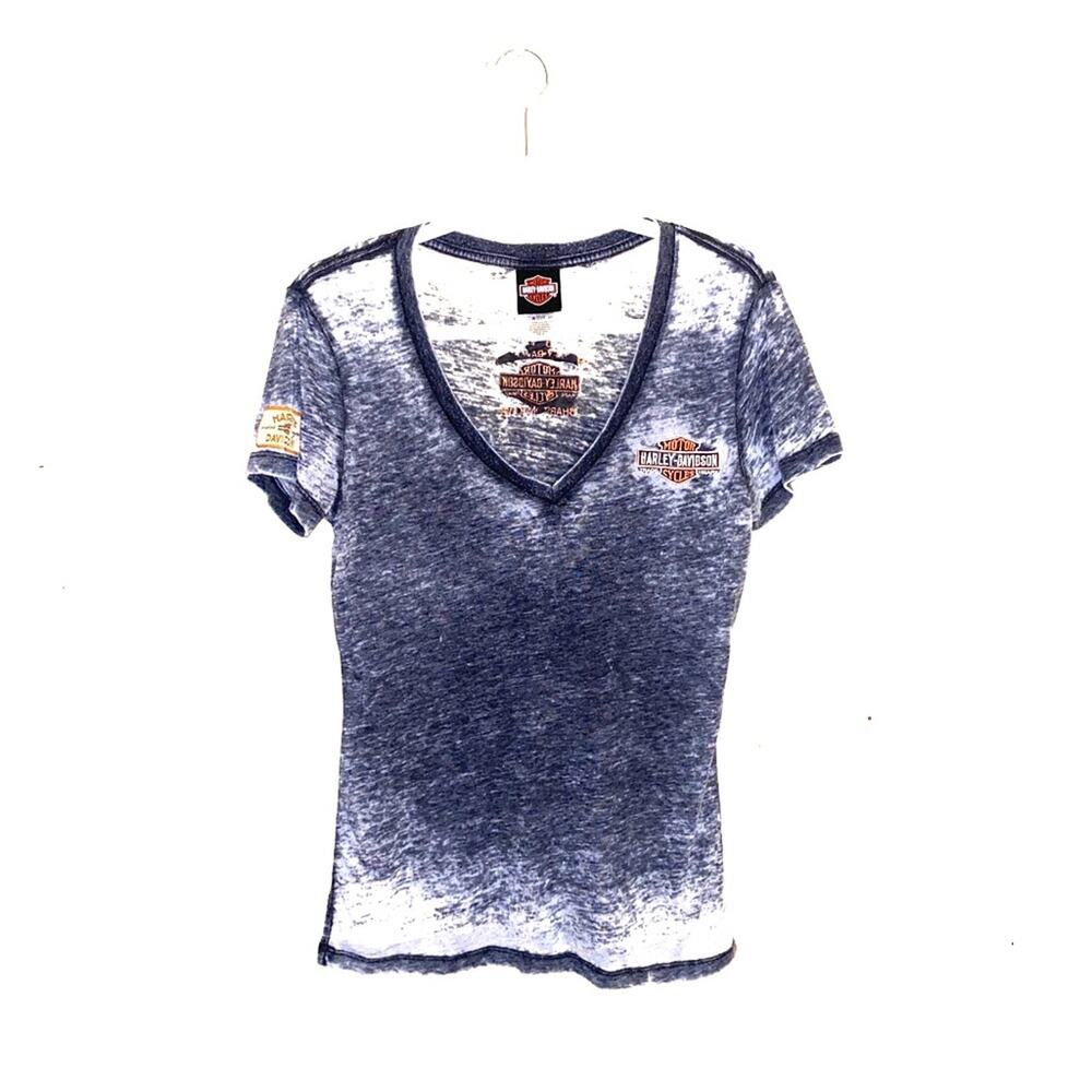 HARLEY DAVIDSON motorcycle lightweight sheer vneck T-shirt burnout biker tee M